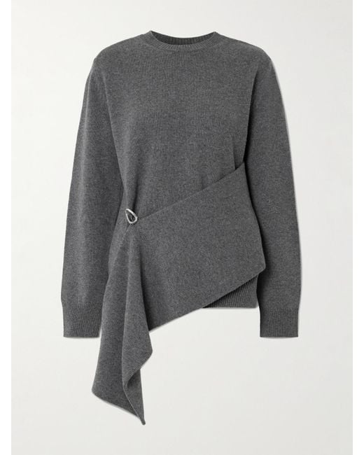 Jil Sander Gray Pullover Aus Einer Woll-Kaschmirmischung Mit Verzierung