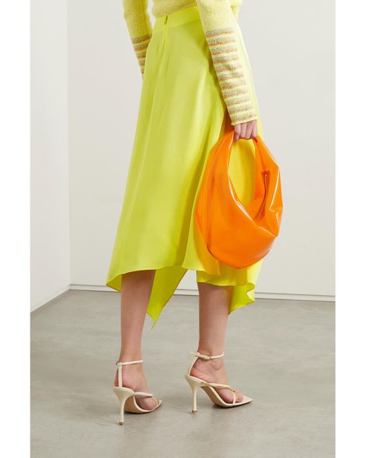 Stella McCartney Yellow Asymmetric Wrap-Effect Satin Midi Skirt