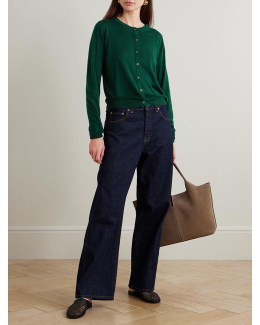 La Ligne Green Ben Silk, Wool And Cashmere-Blend Cardigan