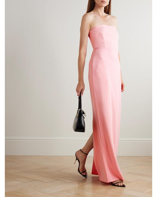 Solace London Pink Anderson Strapless Crepe Gown