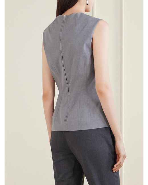 Jil Sander Gray Cut-Out Layered Wool Blouse