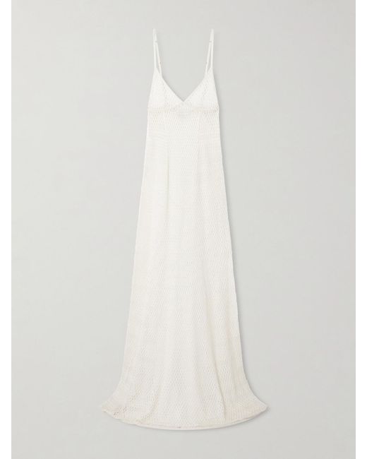 Kiki de Montparnasse White Crocheted Silk Maxi Dress