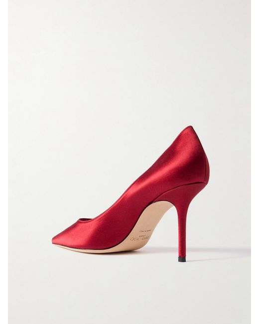 Jimmy Choo Pink Love 85 Satin Pumps