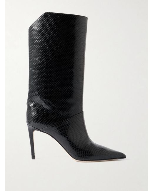 Jimmy Choo Black Beren 85 Stiefel Aus Leder Mit Schlangeneffekt