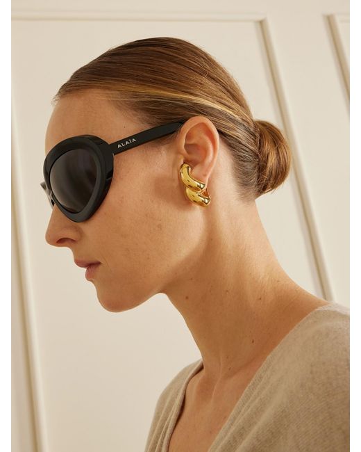 Alaïa Black Round-Frame Acetate Sunglasses