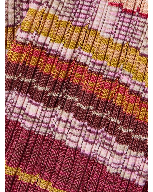 Ulla Johnson Red Ajak Midikleid Aus Gestreiftem Rippstrick Mit Rüschen