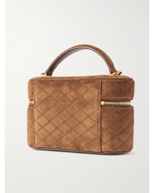 Saint Laurent Brown Gaby Vanity Mini Quilted Suede Shoulder Bag