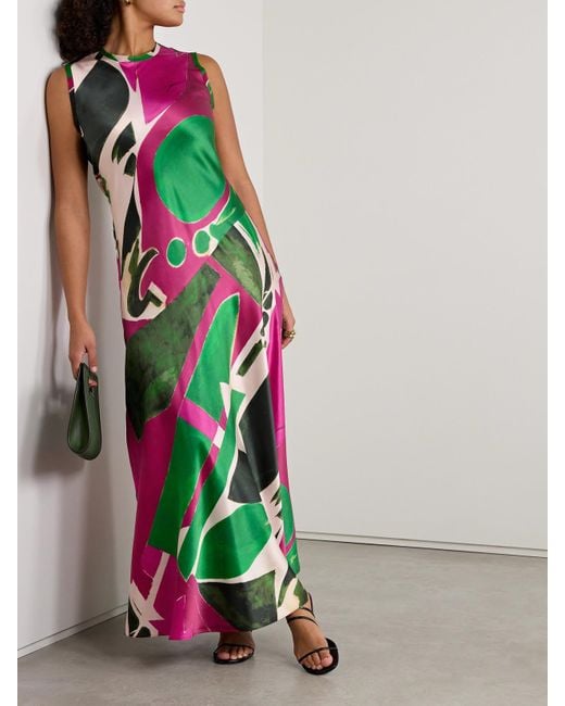 Ulla Johnson White Lee Krasner Gaea Maxikleid Aus Bedruckter Seiden-Charmeuse