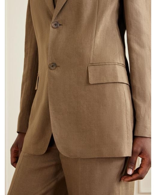 Ralph Lauren Natural Marcy Single-Breasted Linen Blazer