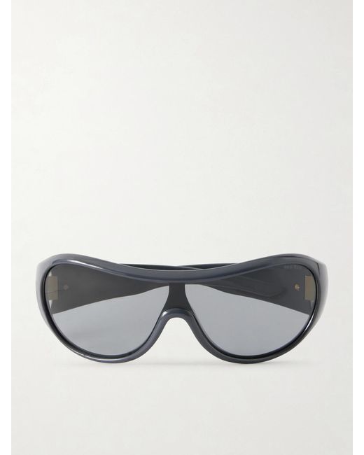 Miu Miu Gray Rounded-Frame Acetate Sunglasses