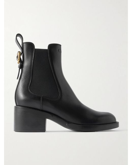 Chloé Black Dakota Buckled Leather Ankle Boots