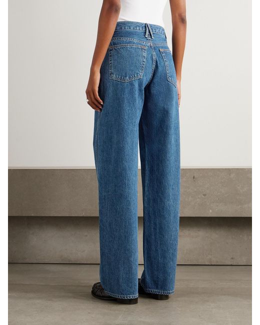 SLVRLAKE Denim Blue Cassie High-Rise Wide-Leg Jeans
