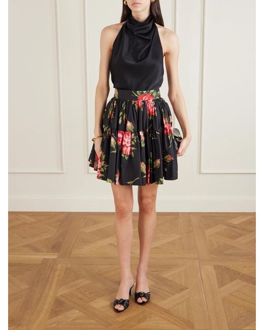 Dolce & Gabbana Tiered Floral-Print Cotton-Poplin Mini Skirt