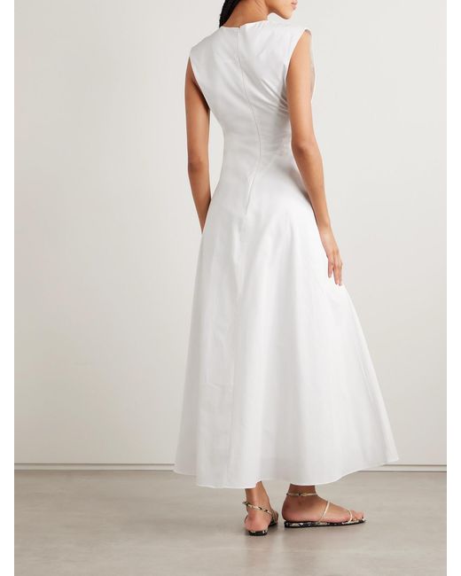 TOVE White Anisa Paneled Cotton-Poplin Midi Dress