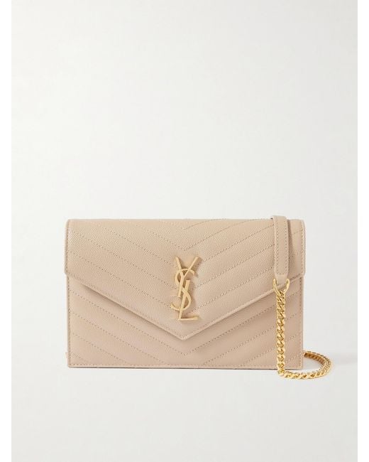 Saint Laurent Natural Cassandre Matelassé Textured-Leather Shoulder Bag