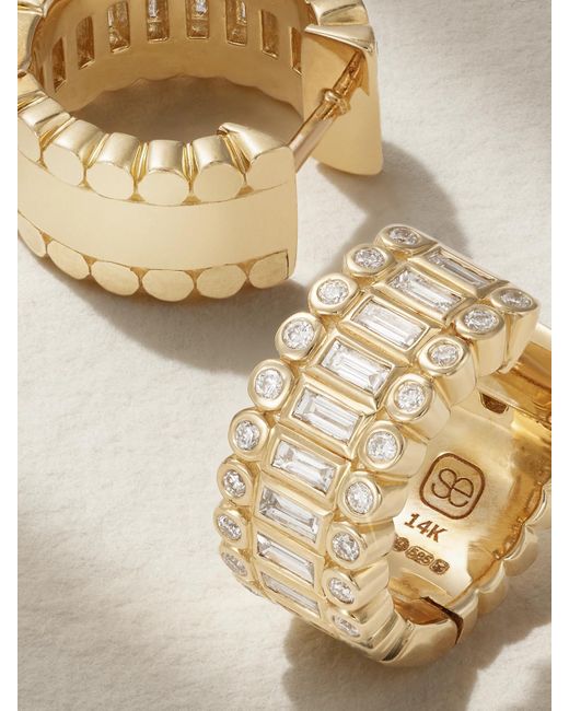 Sydney Evan Natural 14-Karat Diamond Hoop Earrings
