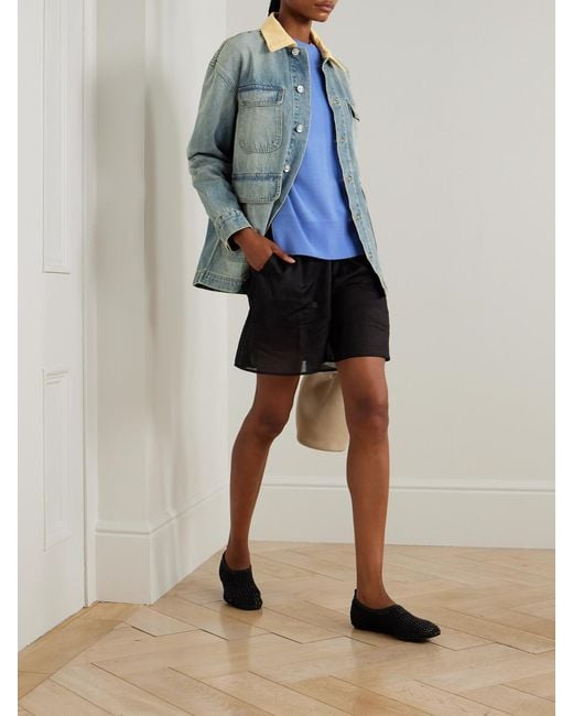 SLVRLAKE Denim Blue Hayden Corduroy-Trimmed Denim Jacket