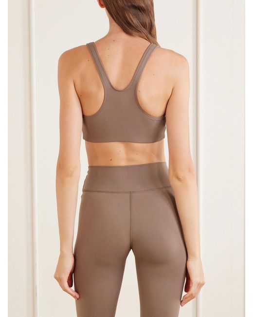 Sporty & Rich Natural Logo-Print Stretch-Jersey Sports Bra