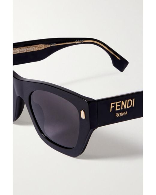 Fendi Black Roma D-Frame Acetate Sunglasses