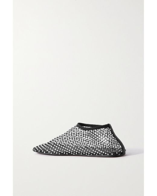 Christopher Esber Gray Minette Crystal-Embellished Mesh Ballet Flats