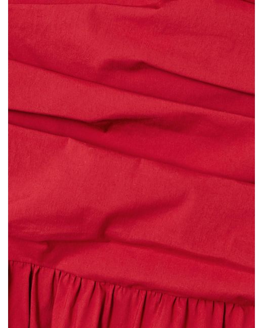 St. Agni Red Strapless Tie-Back Crinkled Cotton-Blend Maxi Dress