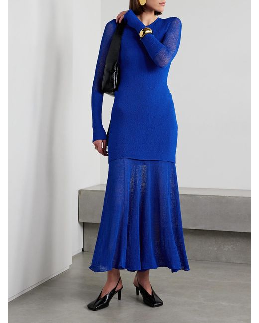 Proenza Schouler Blue Anita Layered Knitted Maxi Dress