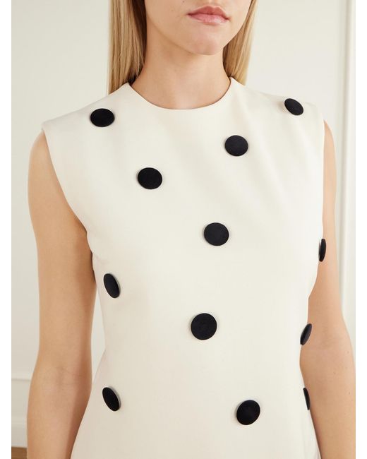 D'Estree Natural Carole Polka-Dot Crepe Mini Dress