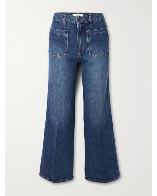 Chloé Blue Cropped High-Rise Bootcut Jeans