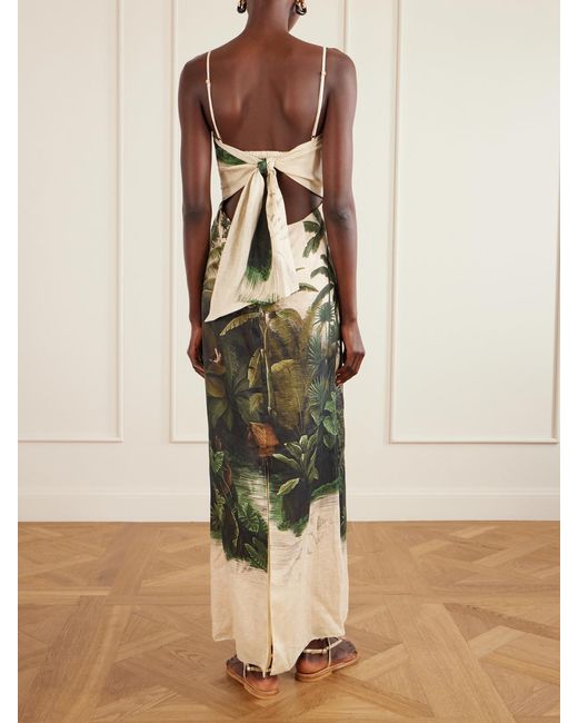 Johanna Ortiz Green Andean Mythology Printed Linen Maxi Dress