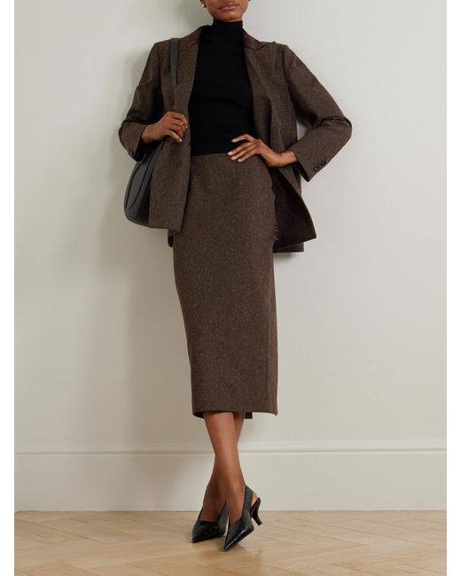 Blazé Milano Brown Sussex Wool-Blend Midi Skirt