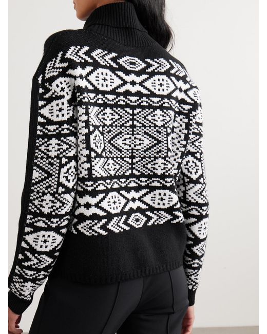 Bogner Black Nadin Fair Isle Appliquéd Wool-Jacquard Turtleneck Sweater
