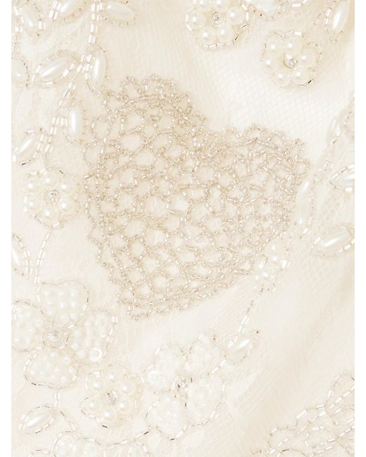Clio Peppiatt White Flora Embellished Lace Gown