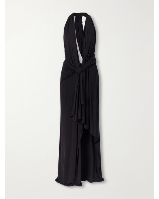 Christopher Esber Black Spire Cascade Twisted Jersey Gown