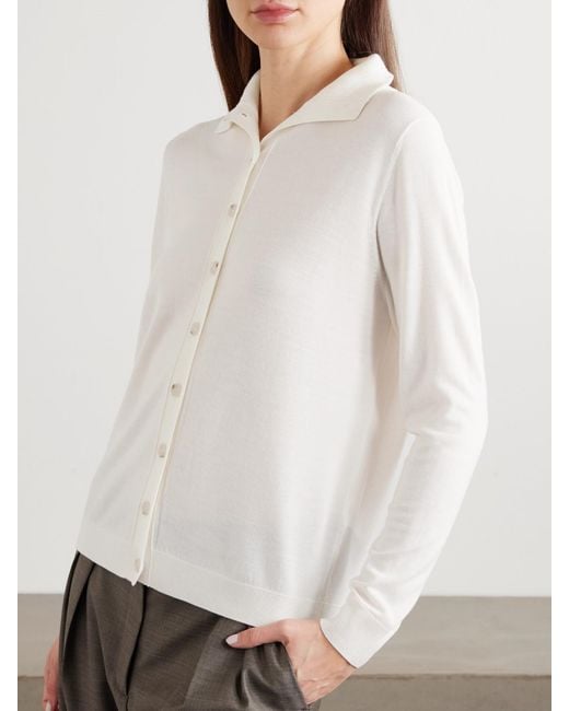 Allude White Wool Cardigan