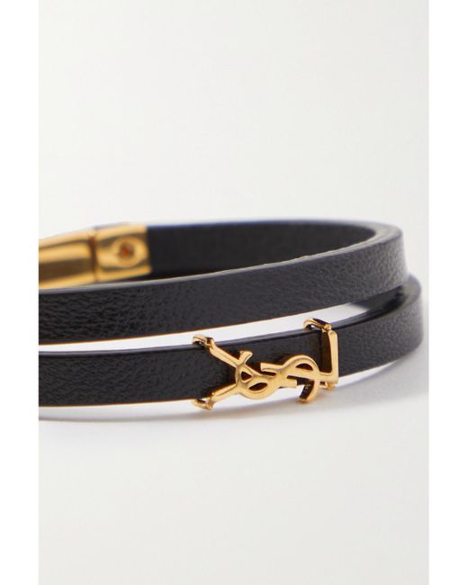 Saint Laurent White Opyum Leather And-Tone Bracelet