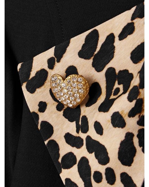 Valentino Garavani Black Embellished Leopard-Print Wool And Silk-Blend Midi Dress
