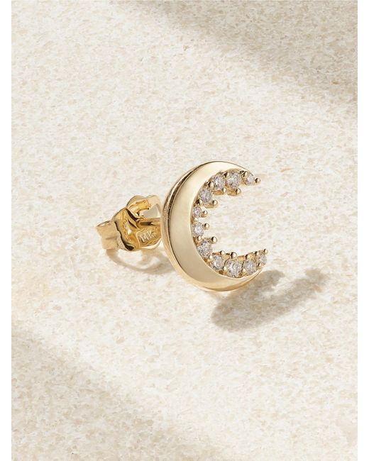 Sydney Evan Natural Crescent Moon 14-Karat Diamond Single Earring
