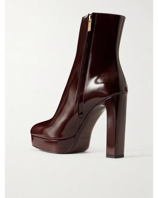 Jimmy Choo Brown Marene 120 Polished Leather Boots