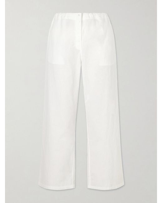 Colleen Allen White Cotton-Voile Wide-Leg Pants