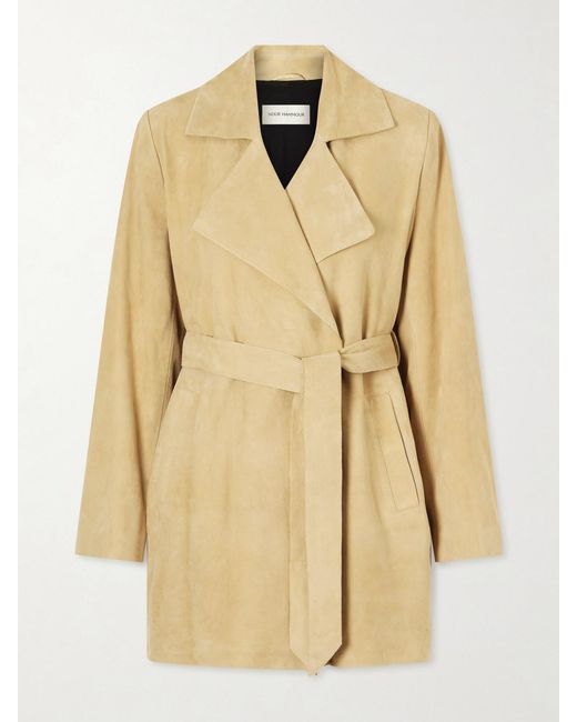Nour Hammour Natural Kerry Belted Suede Jacket
