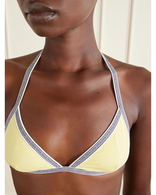 Versace Metallic Greca-Printed Triangle Bikini Top