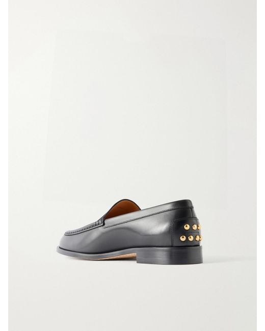 Tod's Black Logo-Debossed Studded Leather Loafers