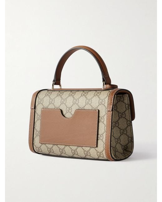 Gucci Metallic Padlock Small Leather-Trimmed Coated Canvas-Jacquard Tote