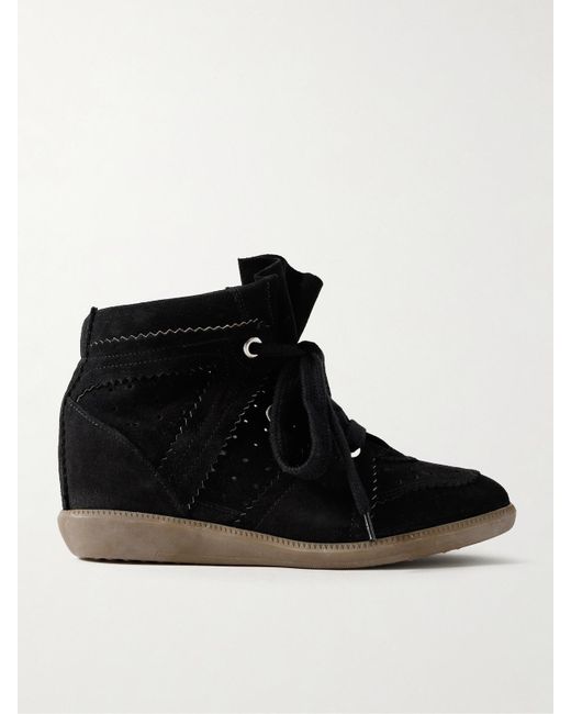 Isabel Marant Black Bobby Sneakers Aus Veloursleder Mit Keilabsatz
