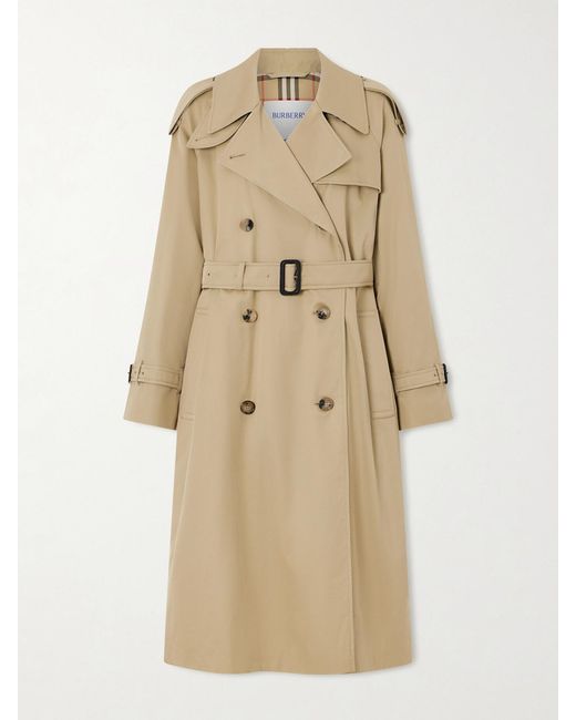 Burberry Natural Castleford Double-Breasted Belted Cotton-Gabardine Trench Coat