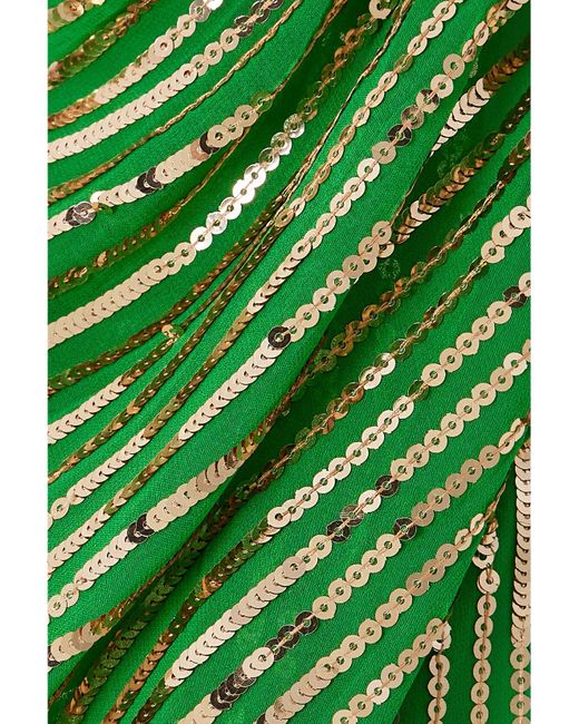 Johanna Ortiz Green Net Sustain Poder Tejido Convertible Embellished Silk Crepe De Chine Maxi Dress