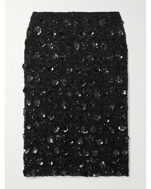 Dolce & Gabbana Black Sequin-Embellished Lace Skirt