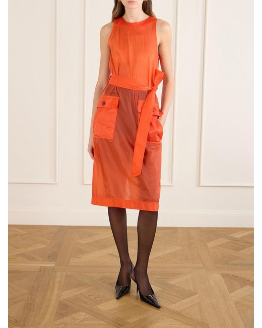 Saint Laurent Orange Buttoned Front Midi Dress