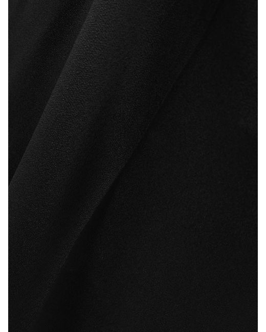 Totême  Black Pleated Satin-Trimmed Crepe Straight-Leg Pants
