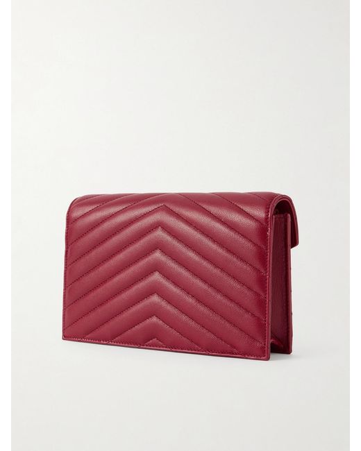 Saint Laurent Red Cassandre Mini Matelassé Leather Shoulder Bag